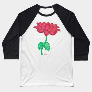 Red Flora on Black Baseball T-Shirt